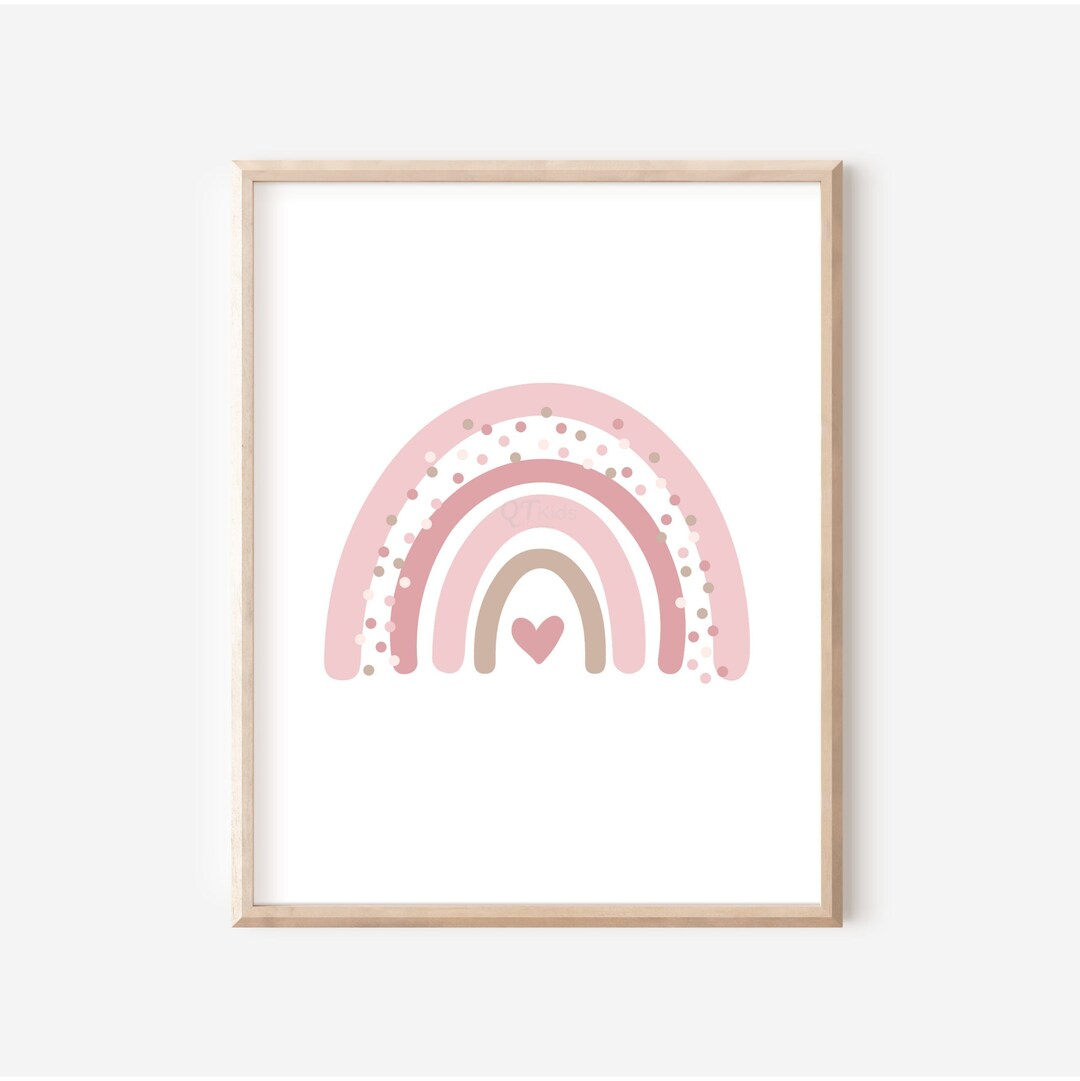 Girl Nursery Printable Wall Art, Pink Boho Rainbow Print, Girl Room ...