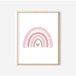Girl Nursery Printable Wall Art, Pink Boho Rainbow Print, Girl Room Decor, Boho Nursery Print,Wall Art, Playroom Decor, DIGITAL DOWNLOAD