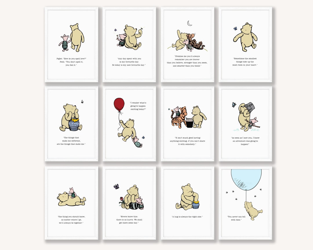 Winnie the Pooh Quotes Print Set, Classic Winnie the Pooh Printable ...