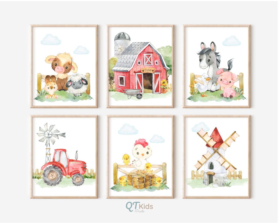 Farm Animal Prints, Farm Nursery Printable Wall Art, Farm Playroom ...