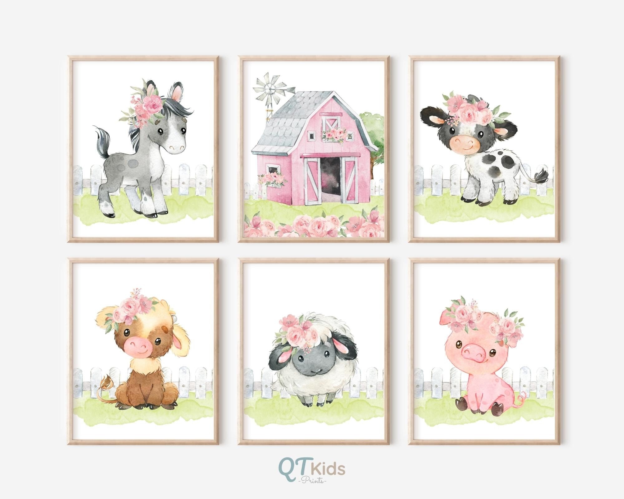 Farm Animal Nursery Prints Girl Room Wall Art Farm Nursery - Etsy