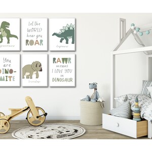 Dinosaur Kids Room Prints, Set of 6 Dino Posters, Boy Room Printable ...