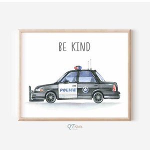 Watercolour Police Car Prints, Police Nursery Wall Art, Boy Room Decor ...
