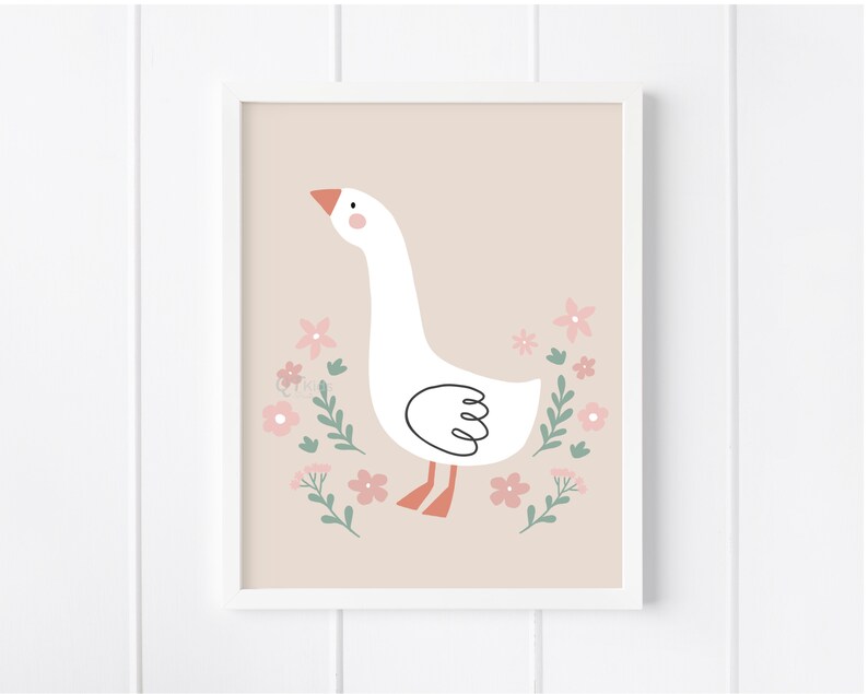 Farm Nursery Print, Girl Room Farm Decor, Goose Printable Wall Art ...