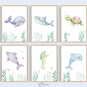 Ocean Nursery Print | Boy Nursery Prints Under the Sea Creatures | Ocean Animals | Nautical Decor | Boy Playroom Prints | DIGITAL DOWNLOAD