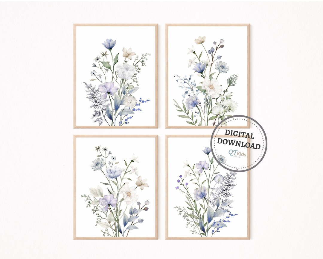 Wildflowers Nursery Prints, Girl Room Wall Art, Lilac White Purple ...