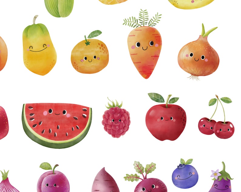 Fruits Vegetables Poster, Eat the Rainbow Print, Kids Playroom Printable Wall Art, Food Nutrition Classroom Education Print DIGITAL DOWNLOAD image 2