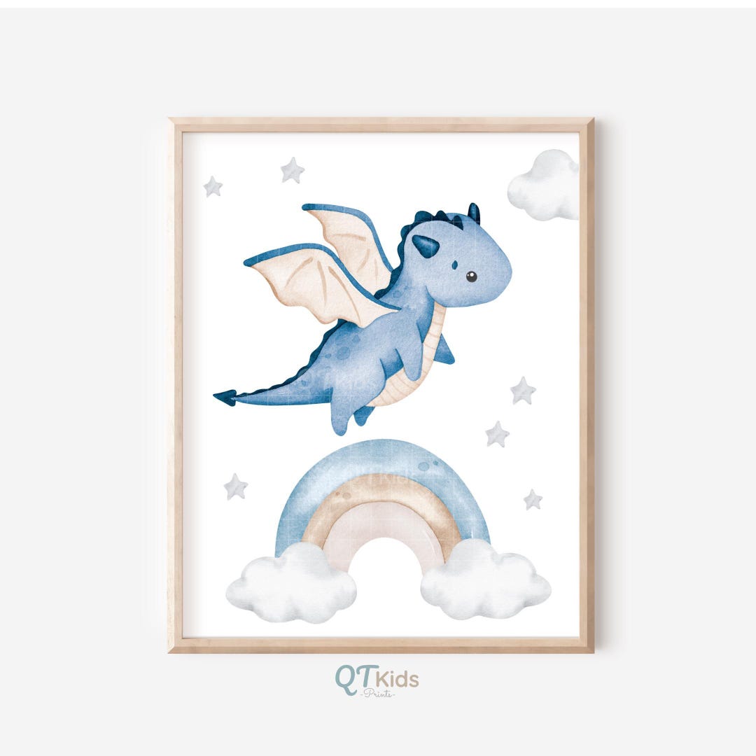 Baby Dragon Nursery Print, Boy Room Printable Wall Art, Playroom Wall ...