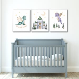 Baby Dragon Nursery Print, Boy Room Printable Wall Art, Playroom Dragon ...