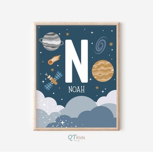 Space Print, Personalized Space Astronaut Planet Nursery Prints, Outer Space Playroom Decor, Boy Room Printable Wall Art, DIGITAL DOWNLOAD