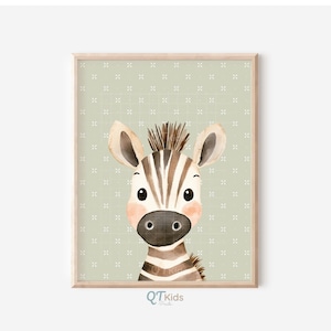 Safari Nursery Prints, Elephant Zebra Lion Monkey, Jungle Animal Portraits, Boho Sage Kids Bedroom Playroom Wall Art Decor, DIGITAL DOWNLOAD image 4