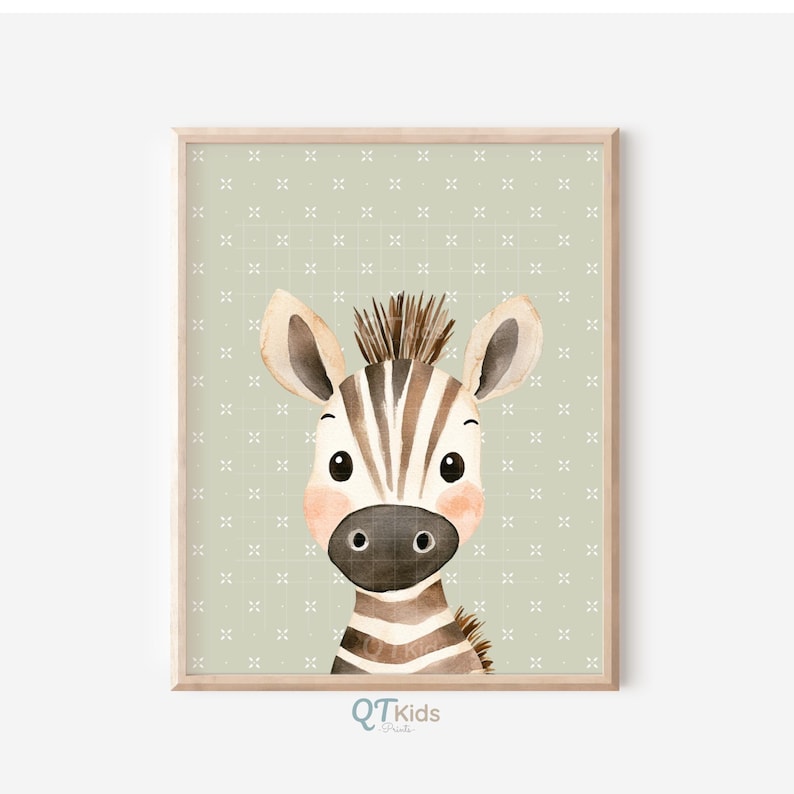 Safari Nursery Prints, Elephant Zebra Lion Monkey, Jungle Animal Portraits, Boho Sage Kids Bedroom Playroom Wall Art Decor, DIGITAL DOWNLOAD image 4