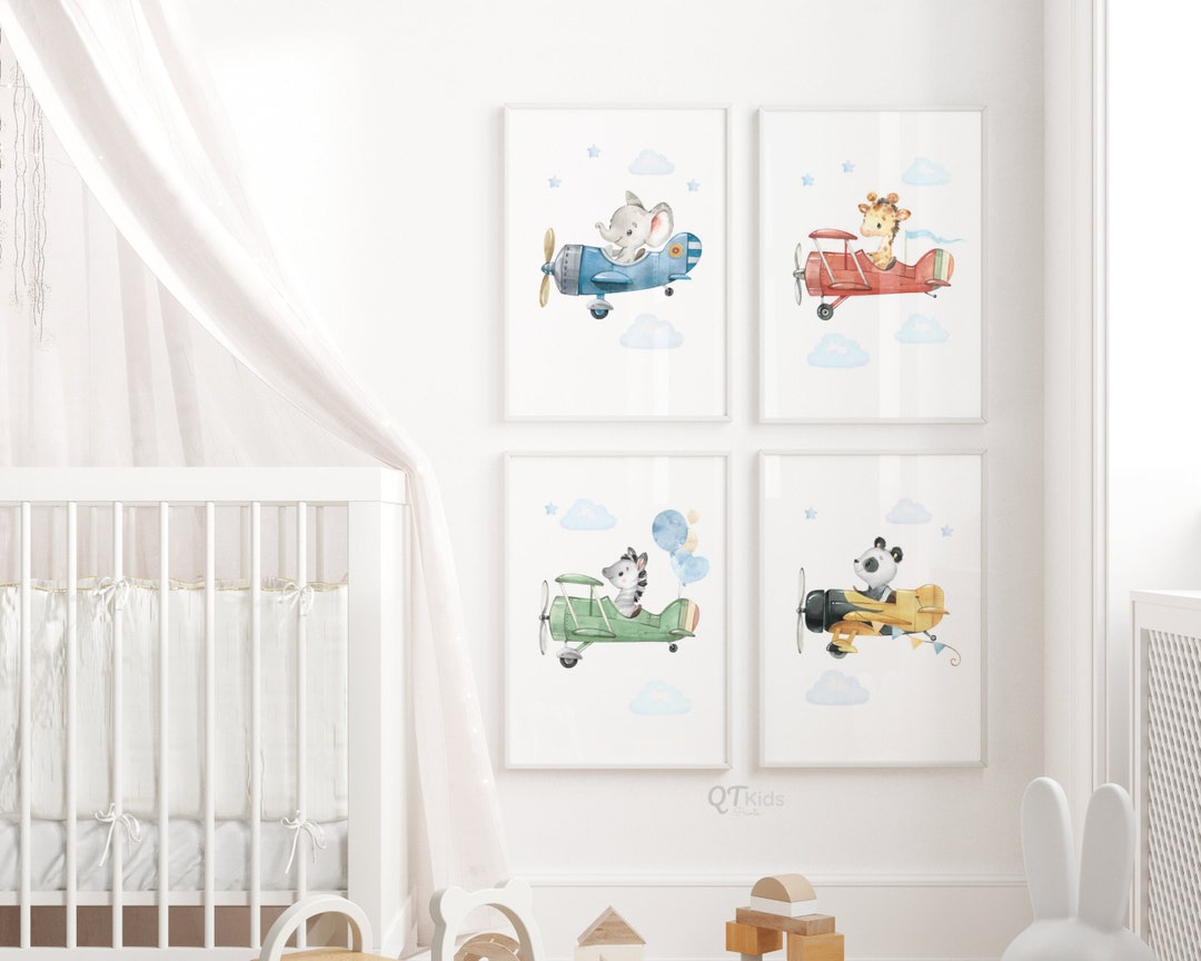 Airplane Nursery Prints, Boy Room Wall Art, Playroom Printable Wall Art
