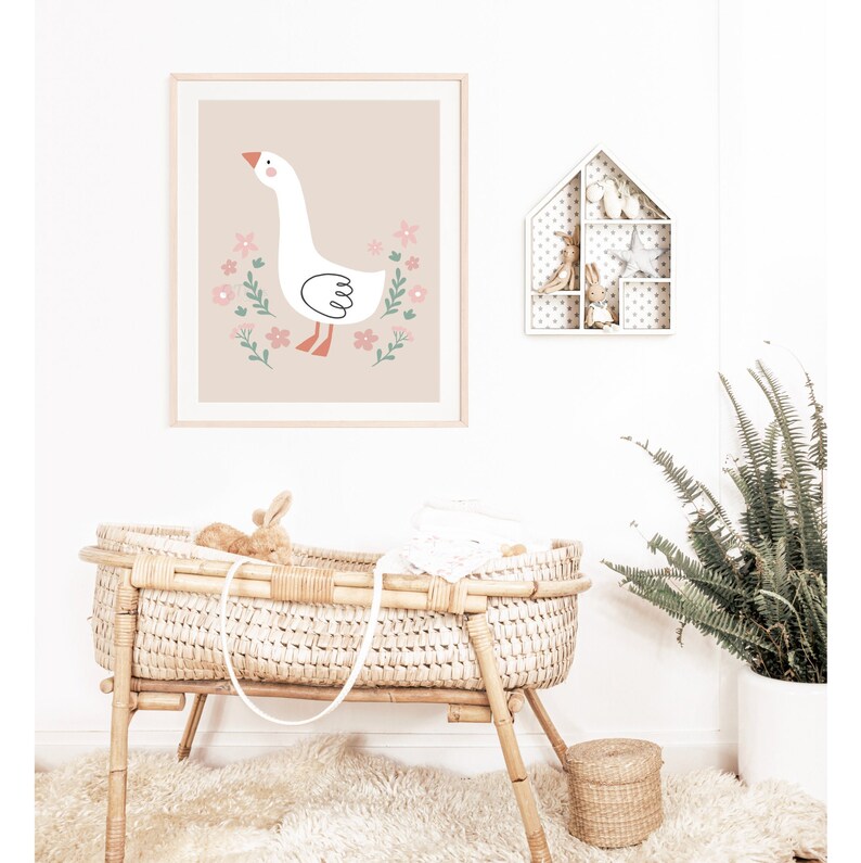 Farm Nursery Print, Girl Room Farm Decor, Goose Printable Wall Art ...