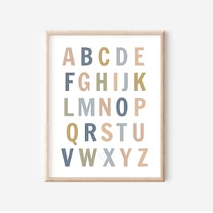 Impresión del alfabeto, cartel ABC neutro, aula de la escuela en casa imprimible, carteles de aprendizaje para niños pequeños, imprimible Montessori, DESCARGA DIGITAL