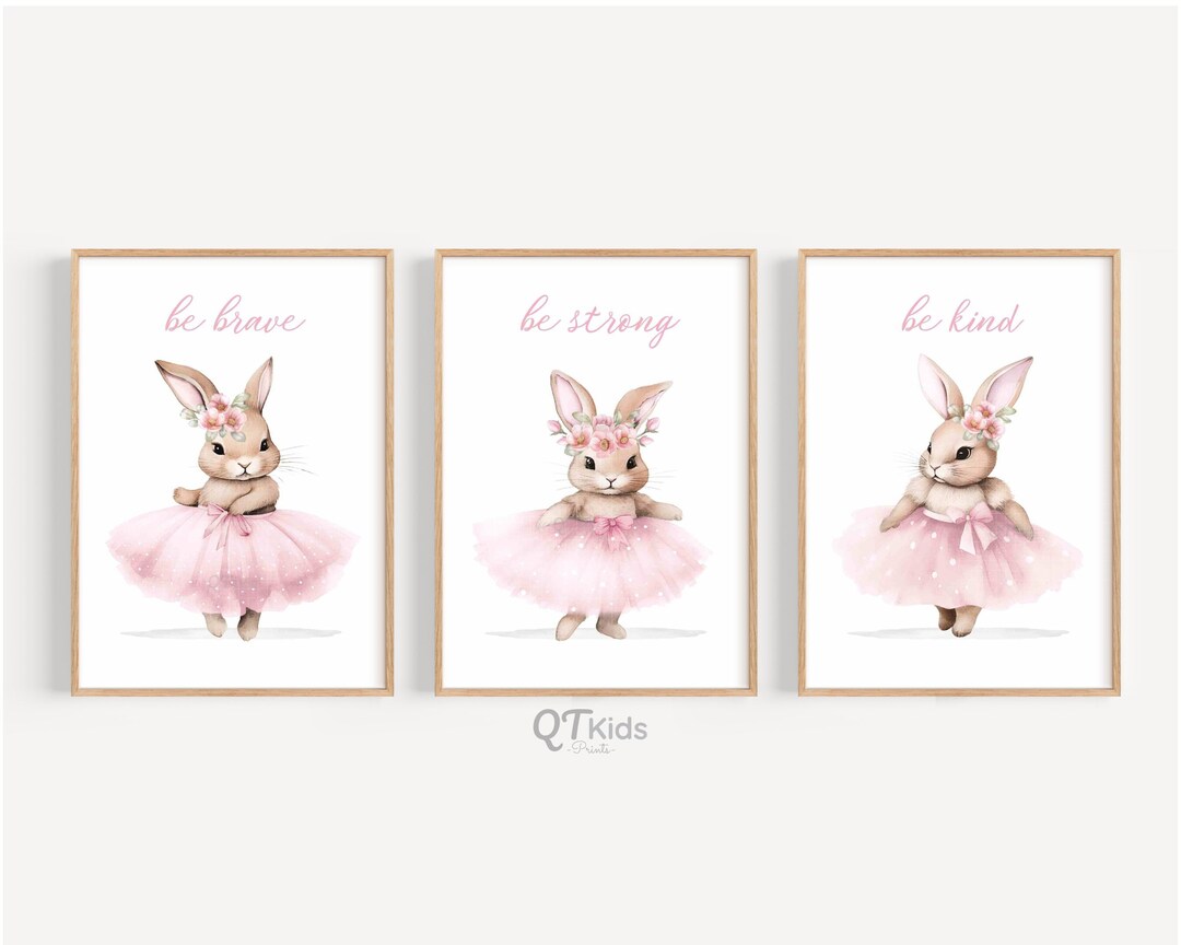 Ballerina Bunny Nursery Prints, Girl Room Printable Wall Art, Pink Baby ...