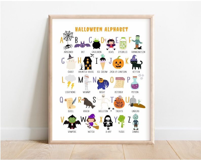 Halloween ABC Alphabet Print, Halloween Alphabet Poster, Montessori ...