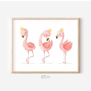 Flamingo Nursery Print, Girl Room Printable Wall Art, Bright Pink ...