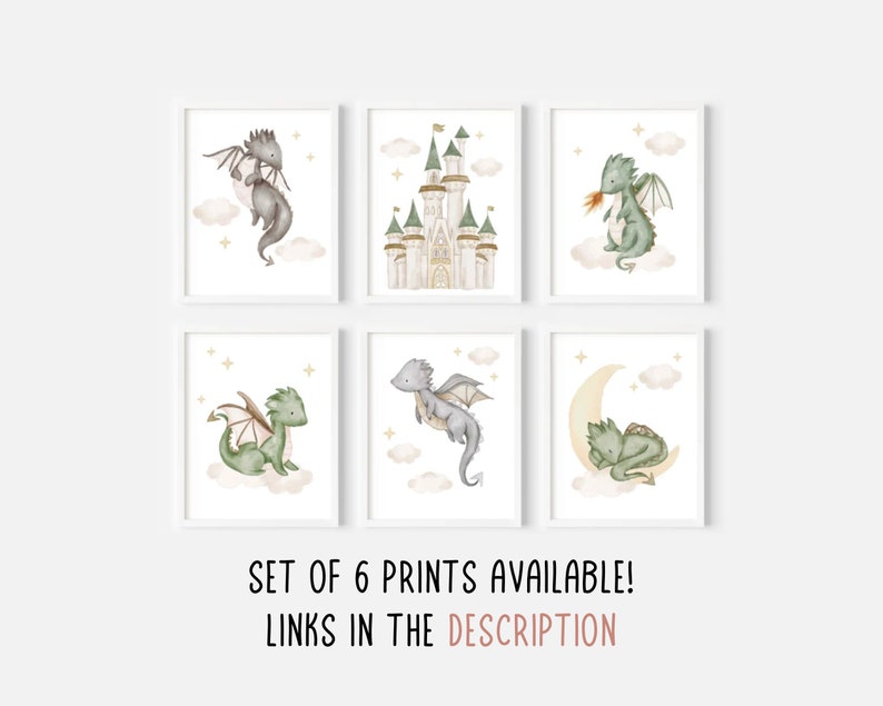 Dragon Nursery Print, Boy Room Printable Wall Art, Kids Playroom Dragon ...