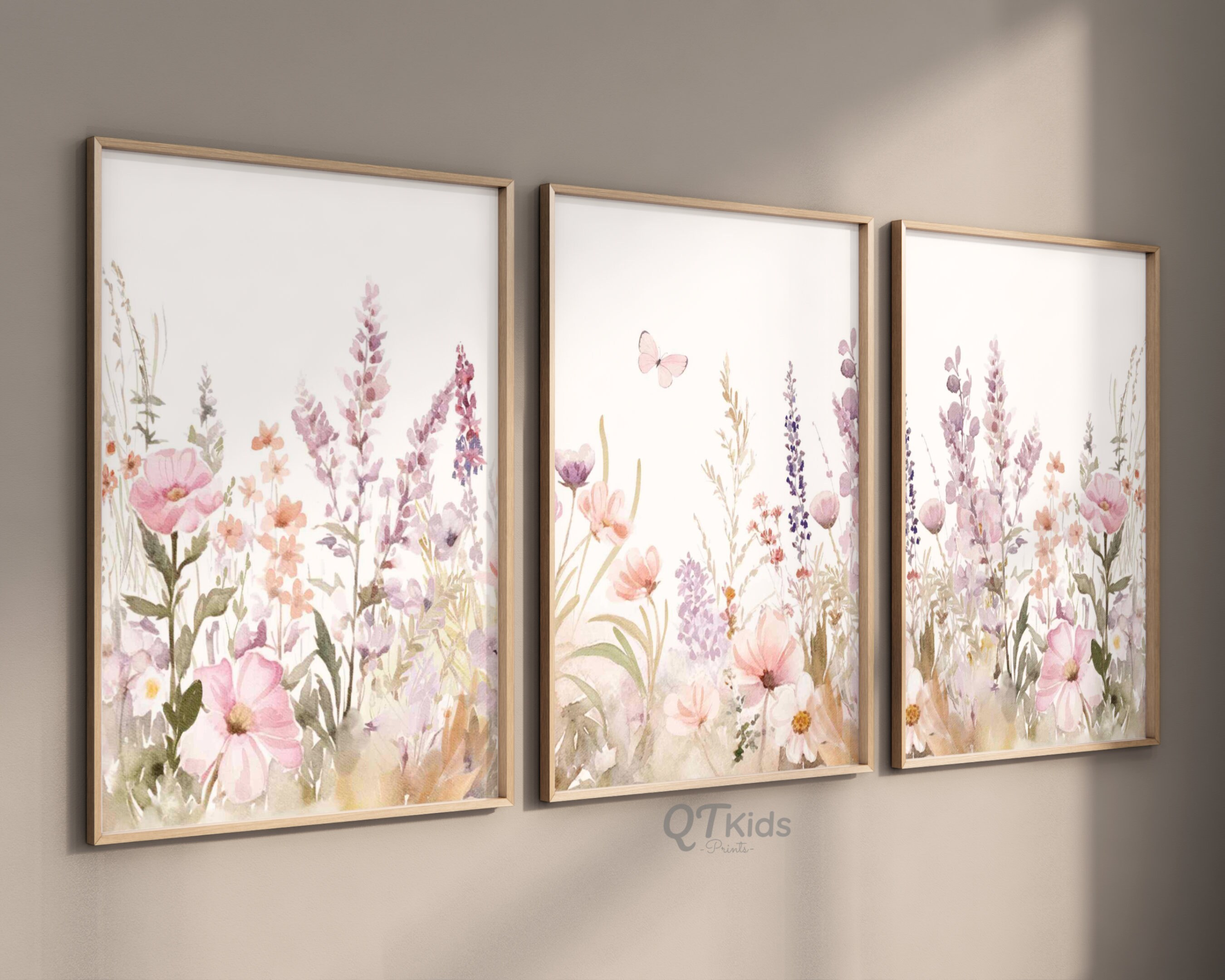 Floral Nursery Prints, Girl Room Wall Art, Light Purple Pink Flowers ...