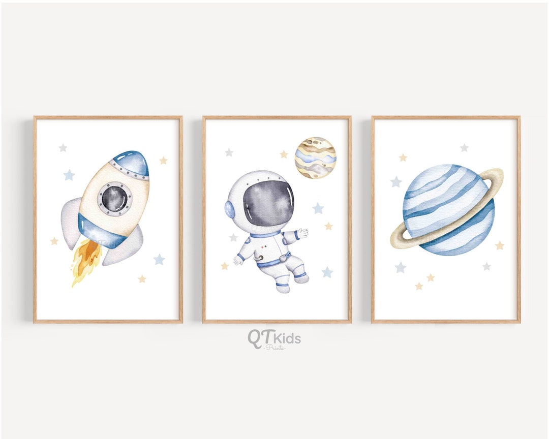 Space Nursery Prints, Boy Room Printable Wall Art, Space Playroom Decor ...