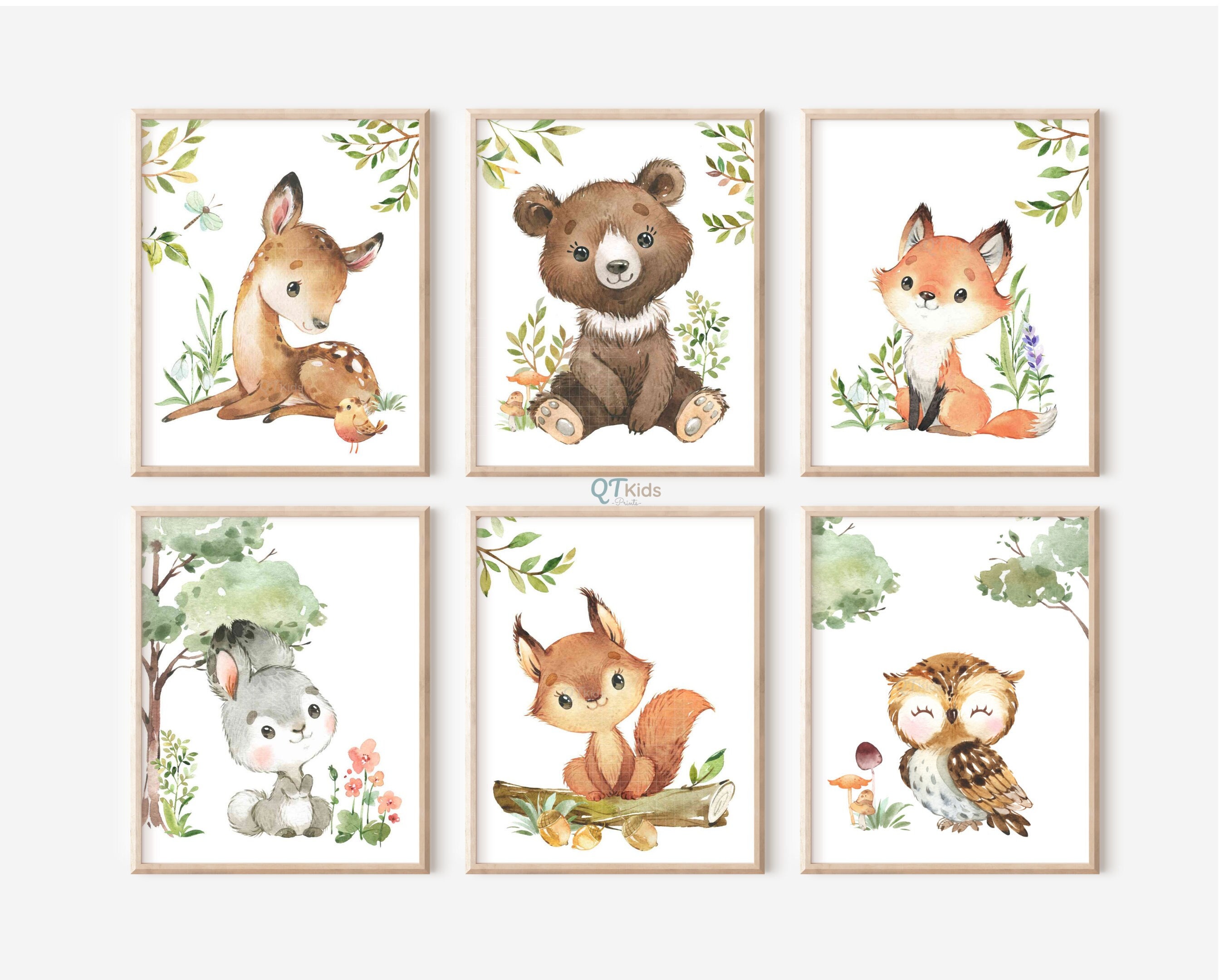 Woodland Nursery Prints, Forest Animal Printable Wall Art, Woodland Kids Room Decor, Playroom Posters, Baby Animal Prints, DIGITAL DOWNLOAD