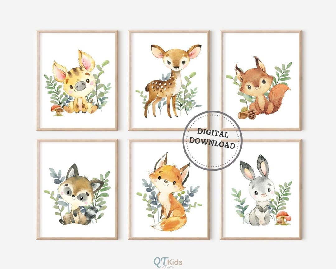 Woodland Animal Nursery Prints, Forest Animal Printable Wall Art ...