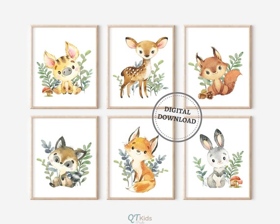 Woodland Animal Nursery Prints Forest Animal Printable Wall - Etsy