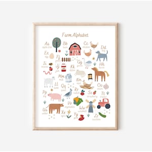 Bauernhof Alphabet Print, Bauernhof Kinderzimmer Wandkunst, Bauernhof Kinderzimmer Wanddeko, Lernposter, Lernposter, ABC Poster, DIGITAL DOWNLOAD