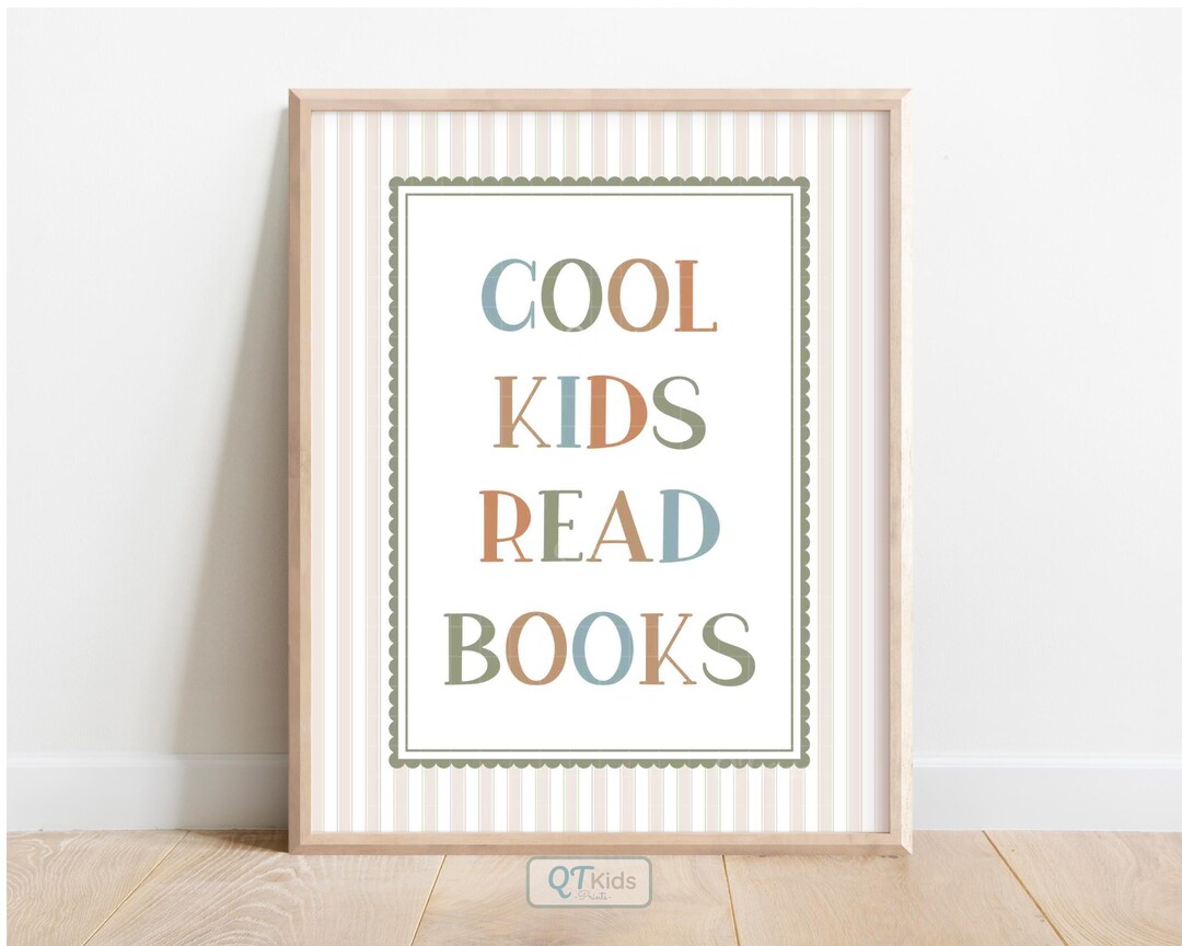 Cool Kids Read Books Nursery Print, Book Nook Reading Corner Wall Art ...
