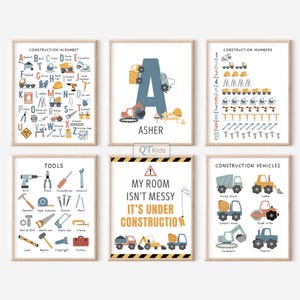 Stampe per asili nido edili, sala giochi personalizzata per bambini piccoli, camion per attrezzi, poster didattici per scuole Montessori, DOWNLOAD DIGITALE