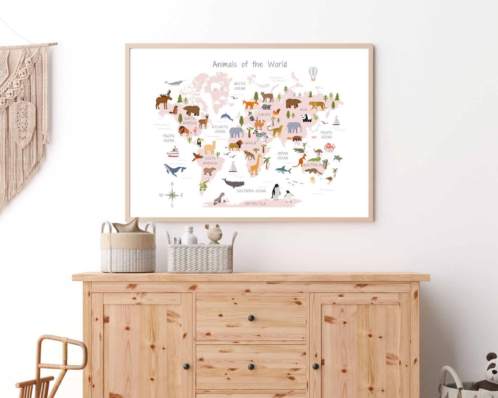 Animal World Map Printable, Kids Learning Poster, Classroom Print ...