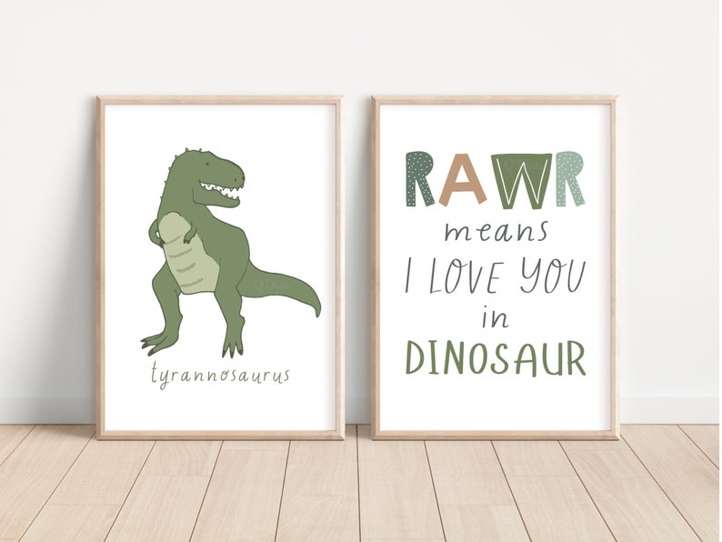 Dinosaur Kids Room Prints, Set of 6 Dino Posters, Boy Room Printable ...