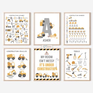 Impressions pour chambre d'enfant construction, salle de jeux personnalisée pour tout-petit, transport d'outils par camions, affiches d'apprentissage de l'école Montessori, TÉLÉCHARGEMENT NUMÉRIQUE