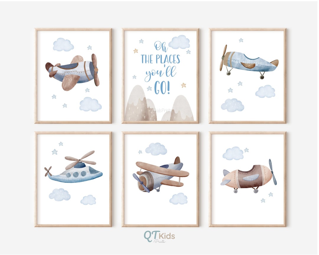 Airplane Nursery Prints, Boy Room Wall Art, Air Transport Prints Set of ...