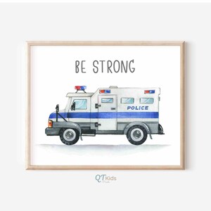 Watercolour Police Car Prints, Police Nursery Wall Art, Boy Room Decor ...