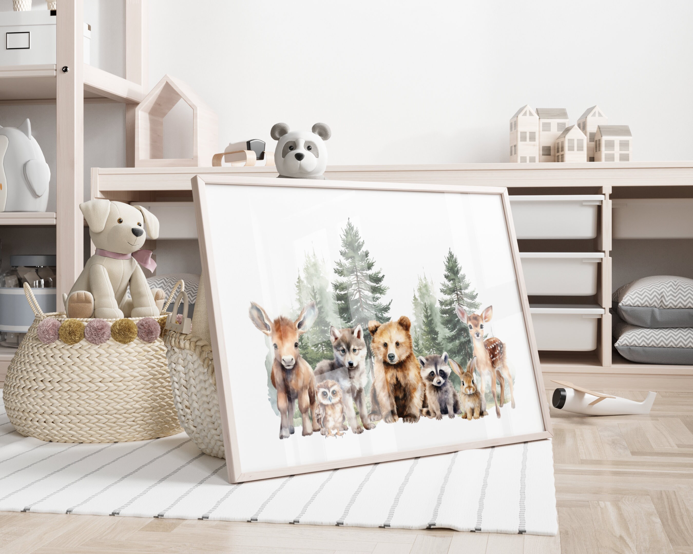 Stampe artistiche da parete per la cameretta dei bambini con animali del bosco: decorazioni forestali - Italia