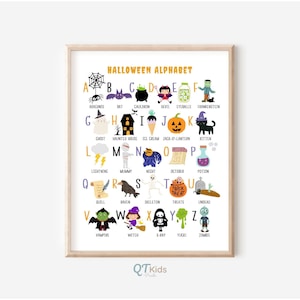 Halloween ABC Alphabet Print, Halloween Alphabet Poster, Montessori Klassenzimmer, Homeschool Printable, Kids Room Party Decor, DIGITAL DOWNLOAD