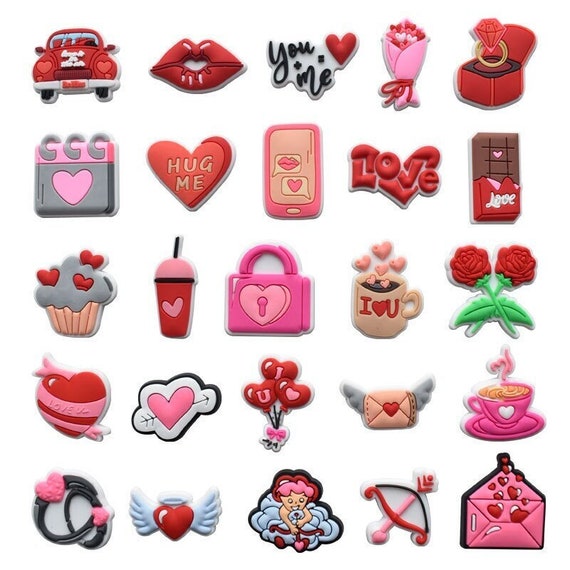 Love Shoe Charms Heart Crocs Charms Pink Shoe Charm Couple