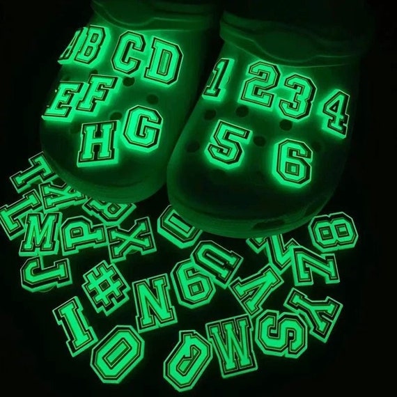 Alphabet Croc Charms, Number Shoe Charms , Glow in The Dark , Letter Charms for Crocs