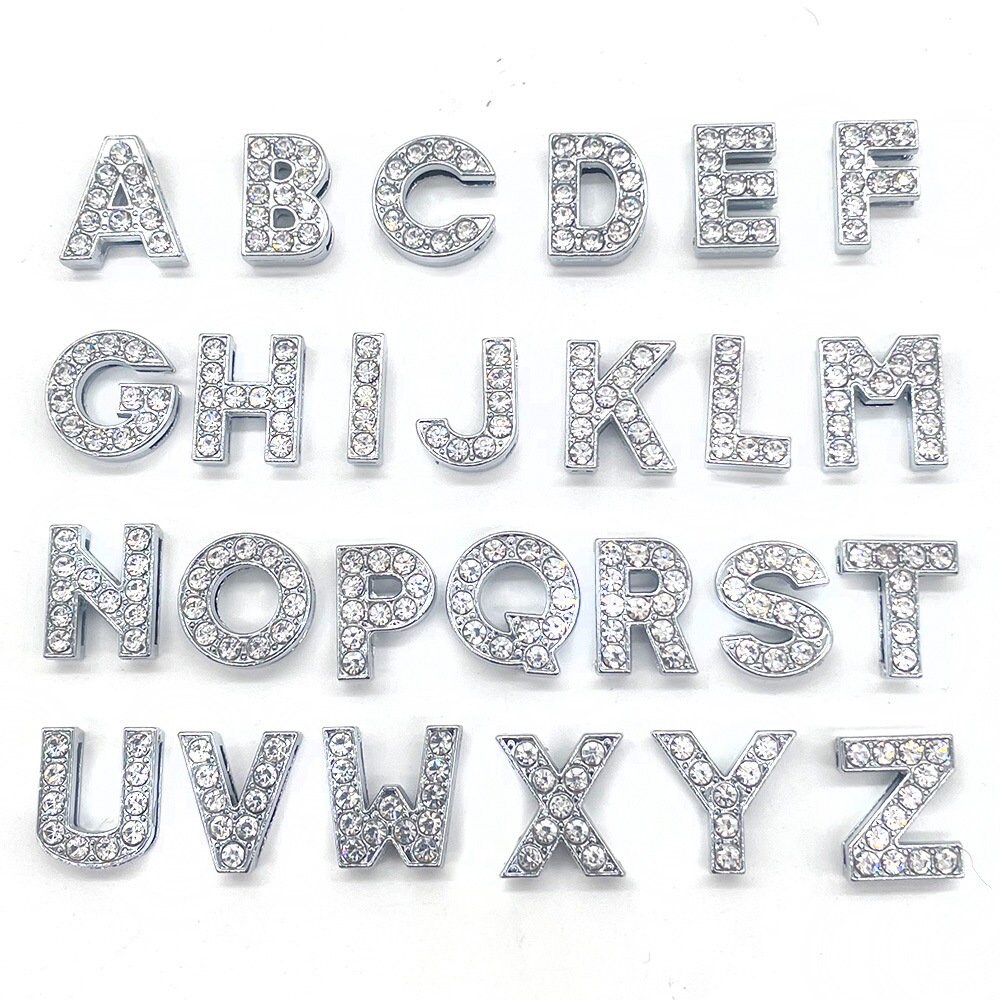 Fashion Crystal Letter Jibbits for Croc Charm Letters Jibitz Pin Alphabet  Shoe Charms Diamond Jibits Crocks Women Shoes Accessories Decoration