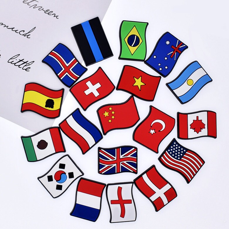 Countries Flags World Shoe Charm Country Croc Charms Flags Etsy Canada