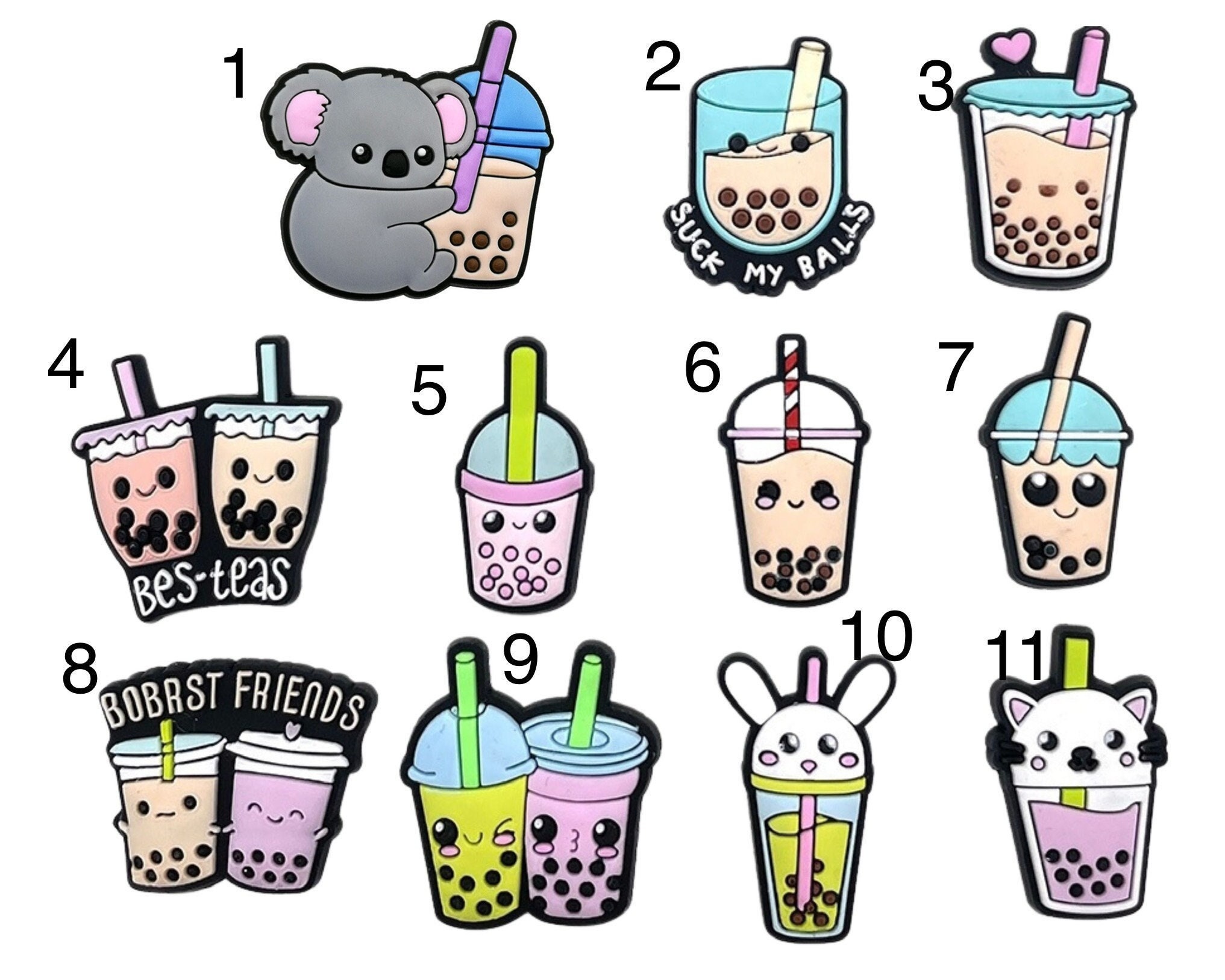 New Croc Charms Assorted Bubble Tea Boba Shoe Jibbitz - Many Options