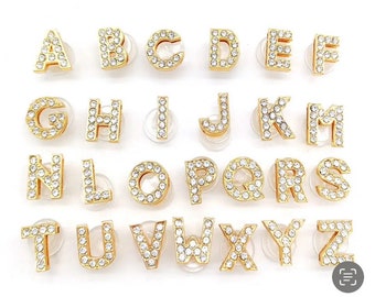 Gold Letter Shoe Charms , crystal alphabet shoe charms