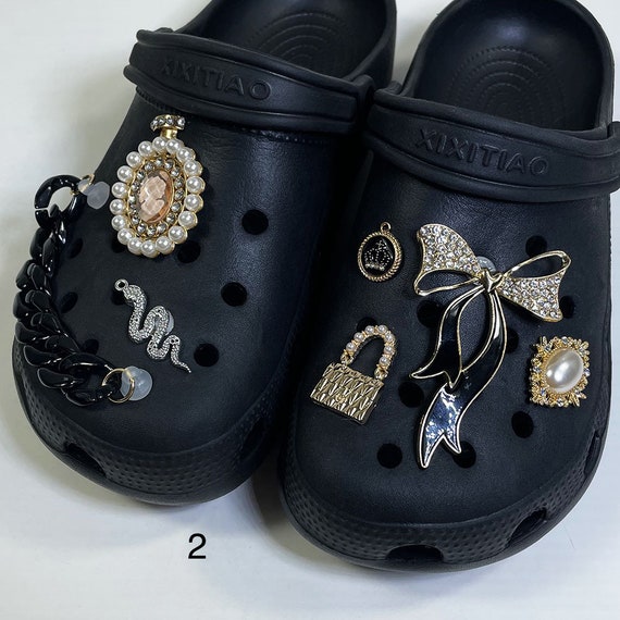 Croc Charm Set Shoe Charm Vintage Luxury Metal Gem Chain Etsy