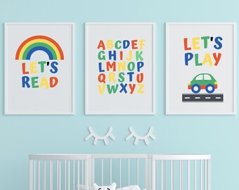 Alphabet Poster, ABC Wandkunst, Alphabet Print, Kinderzimmer Dekor druckbar, Kinderzimmer Wandkunst, KinderZimmer Dekor, Digitaler Download