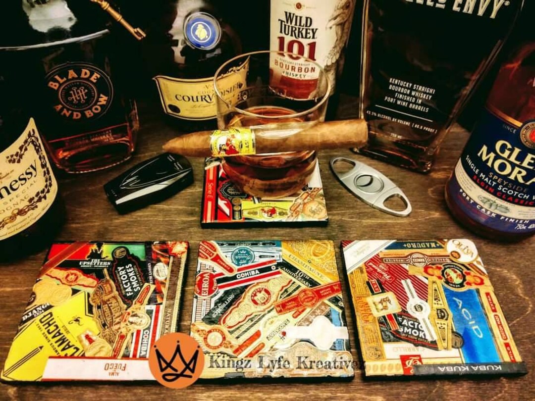 Handcrafted Upcycled Cigar Band Coasters Etsy