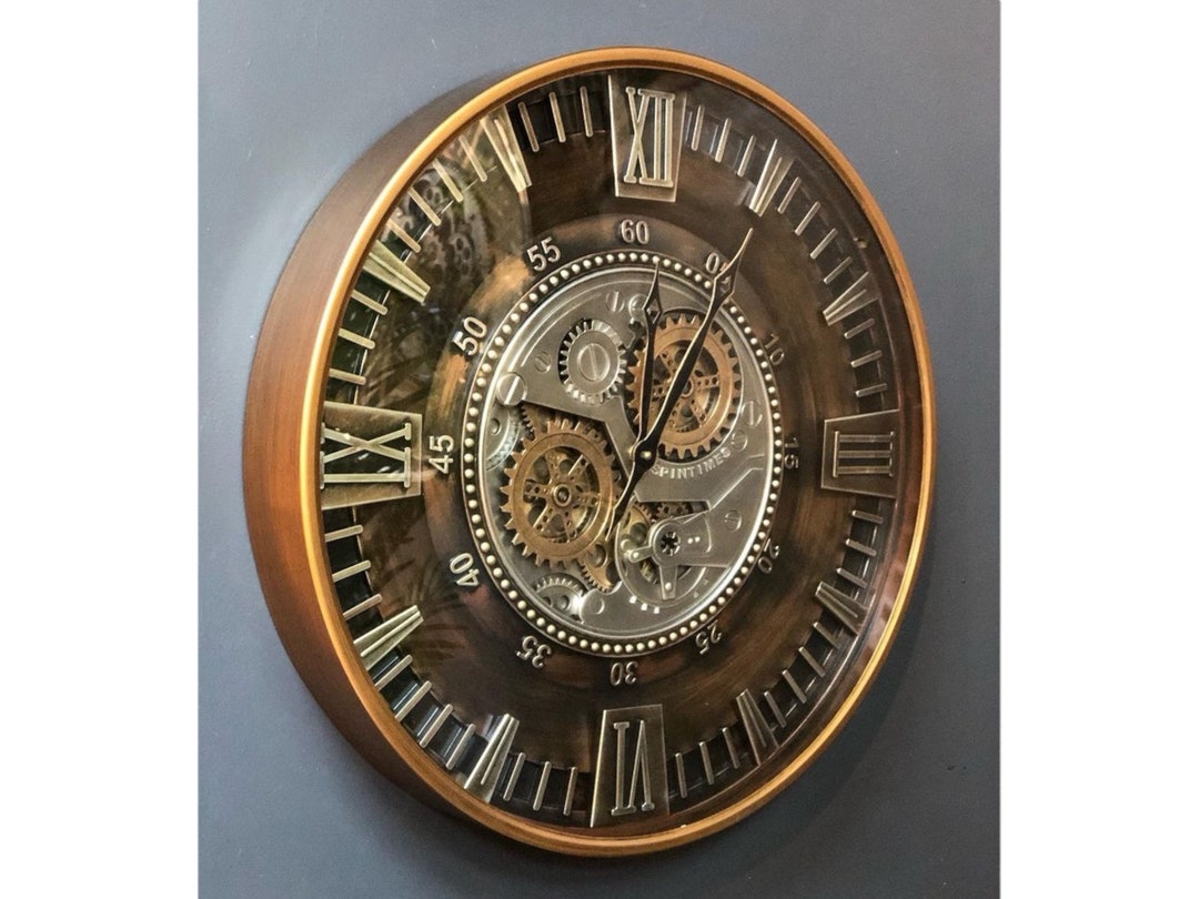 Large Wall Clock, Moving Gear, 24 Inches , Special Design, Metal Clock
