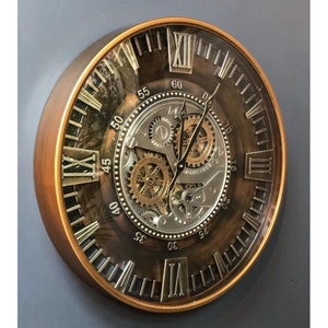 Large Wall Clock, Moving Gear, 24 inches , Special Design, Metal Clock, Fair Price.