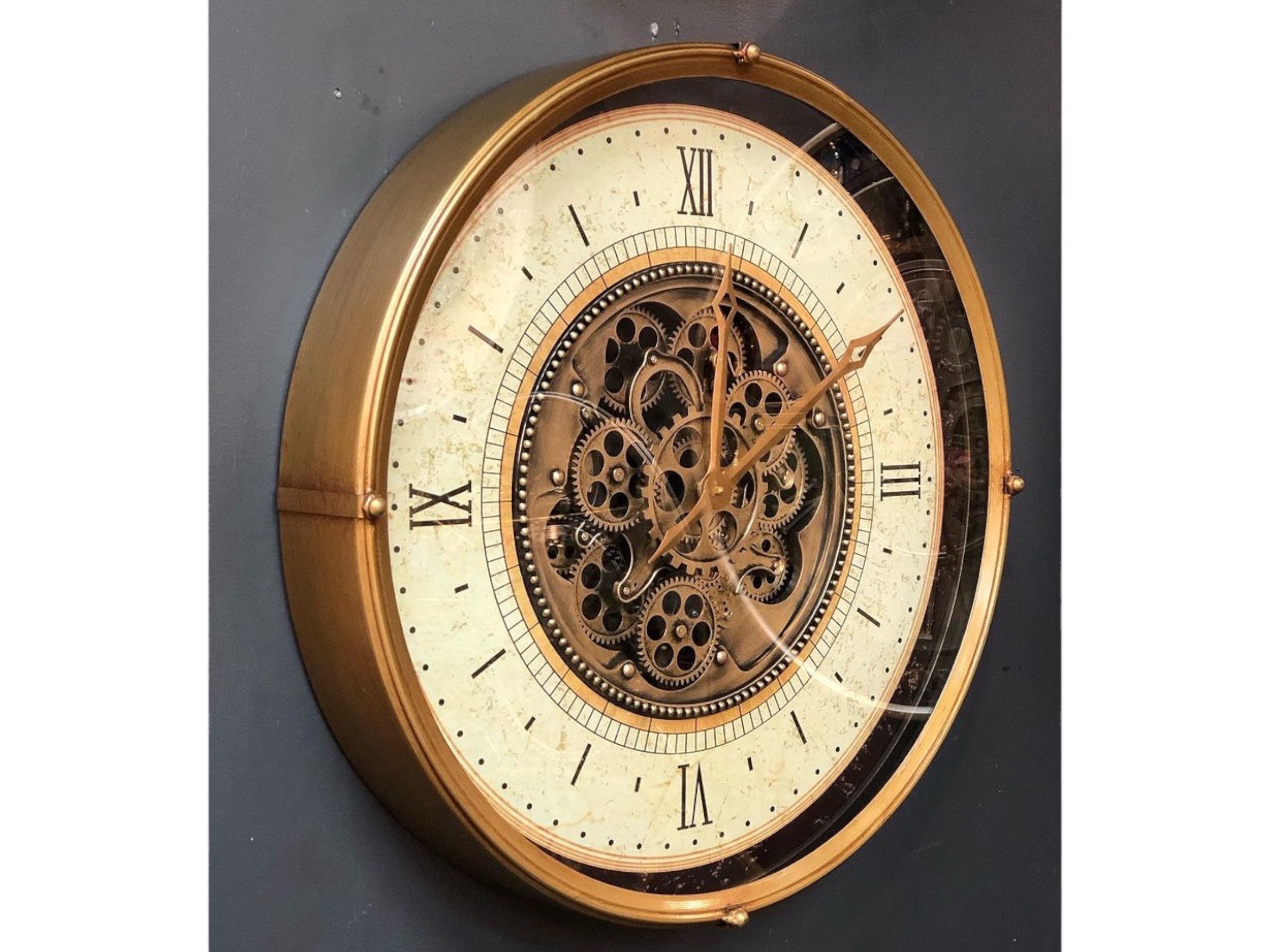 Large Wall Clock, Moving Gear, 24 Inches , Special Design, Metal Clock